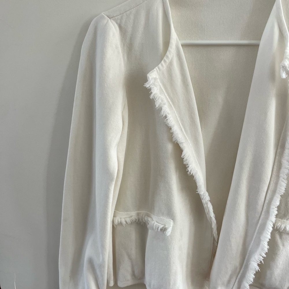 J.McLaughlin White Fringe Cardigan - Picture 2 of 4